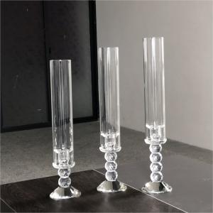 China Candelabra Wedding Candle Holders Clear Crystal Candle Holder Centerpieces 50cm on sale