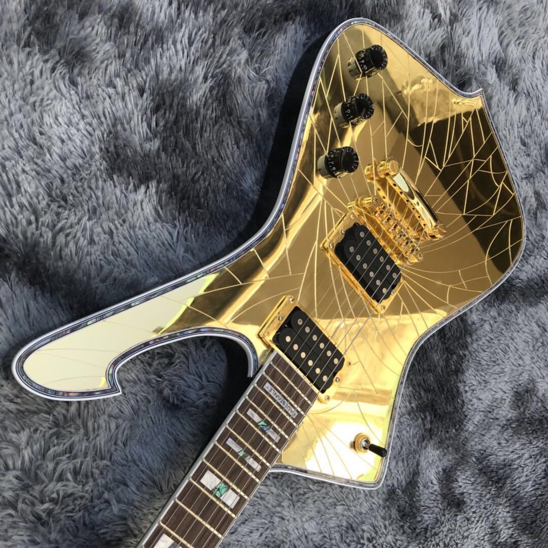 Custom New 6 Strings Advanced Electric Guitar Special-Shaped Guitar Mirror Crack Guitar Silver Hardware Customizable
