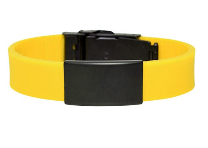 Logo Engraved Custom ID Bands , Medical Alert ID Bracelet With Black Tag