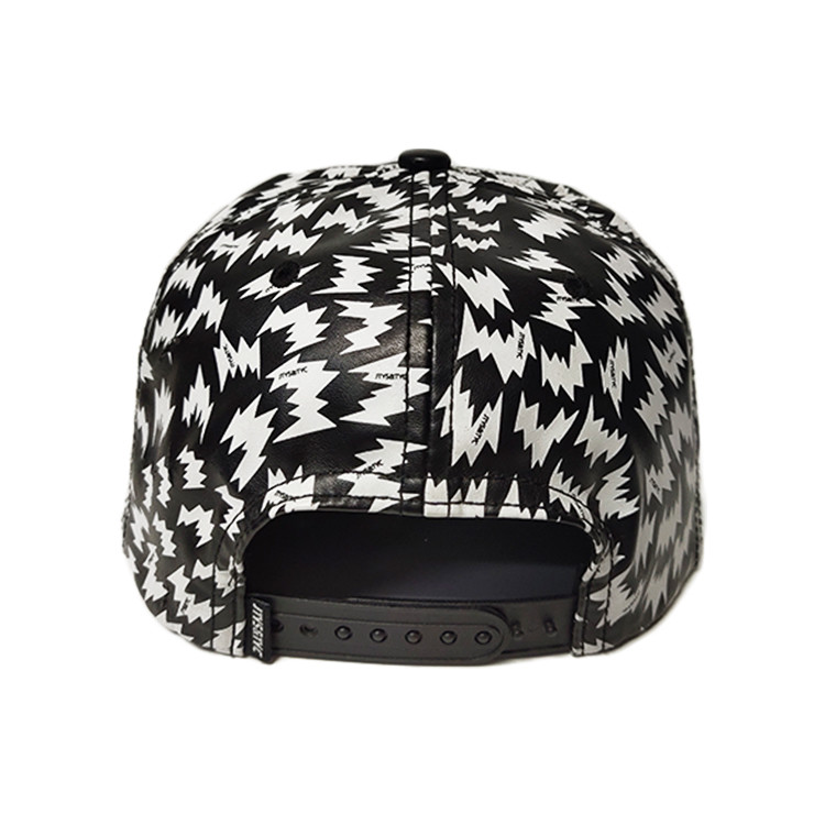 Durable PU Fabric Flat Brim Snapback Hats Size 56-58cm Full Printed