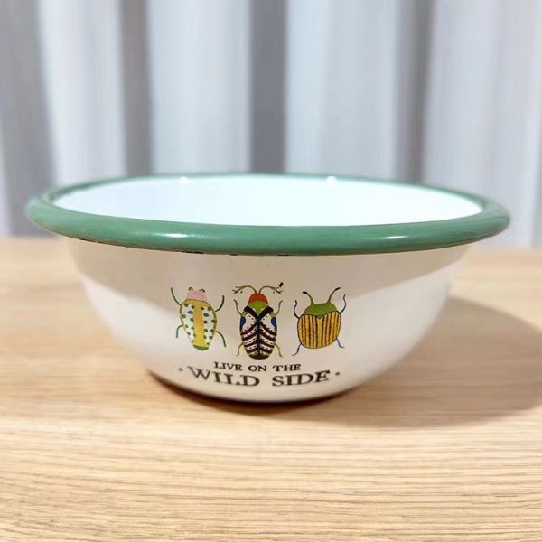 Enamel Camping Tableware Set 18cm 20cm 22cm 24cm 27cm Vintage Retro Plates And Bowls Set