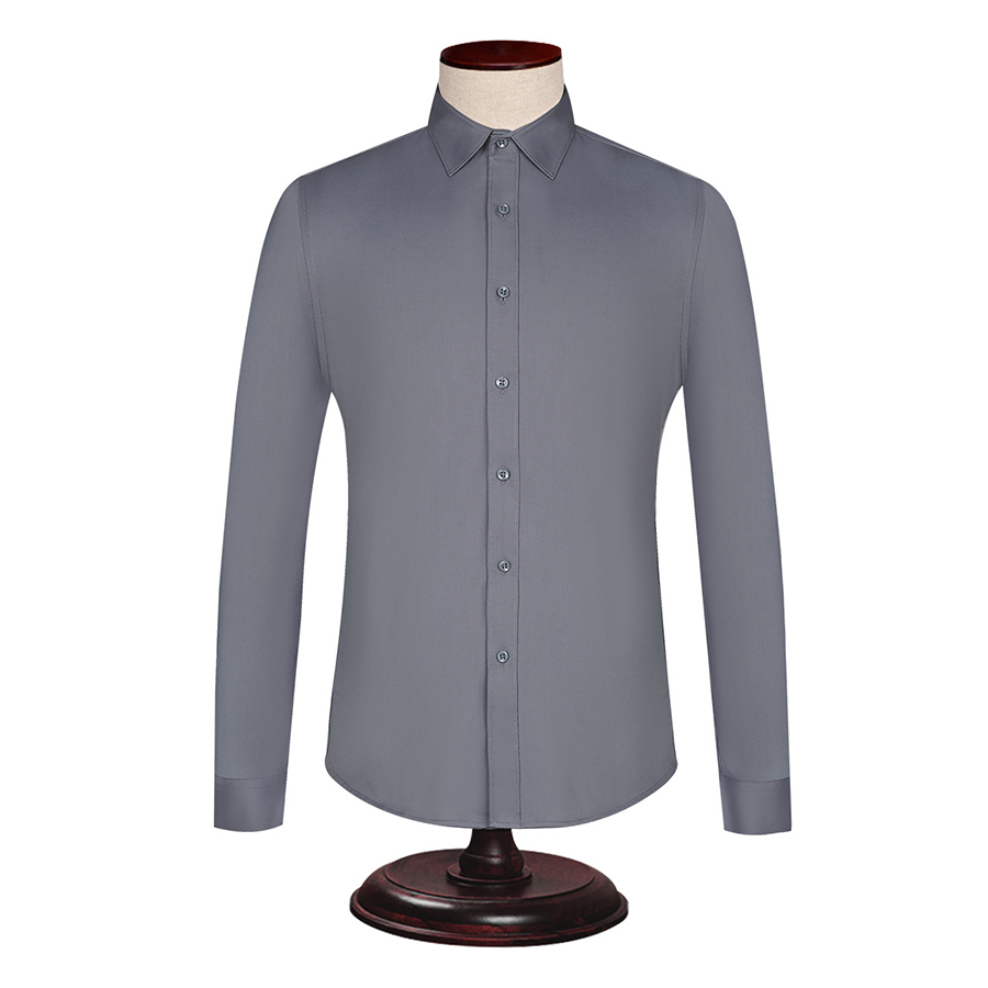 Men's Blue Stripe Long Sleeve Non-ironing Formal Bamboo Fiber Dress Shirt for Men