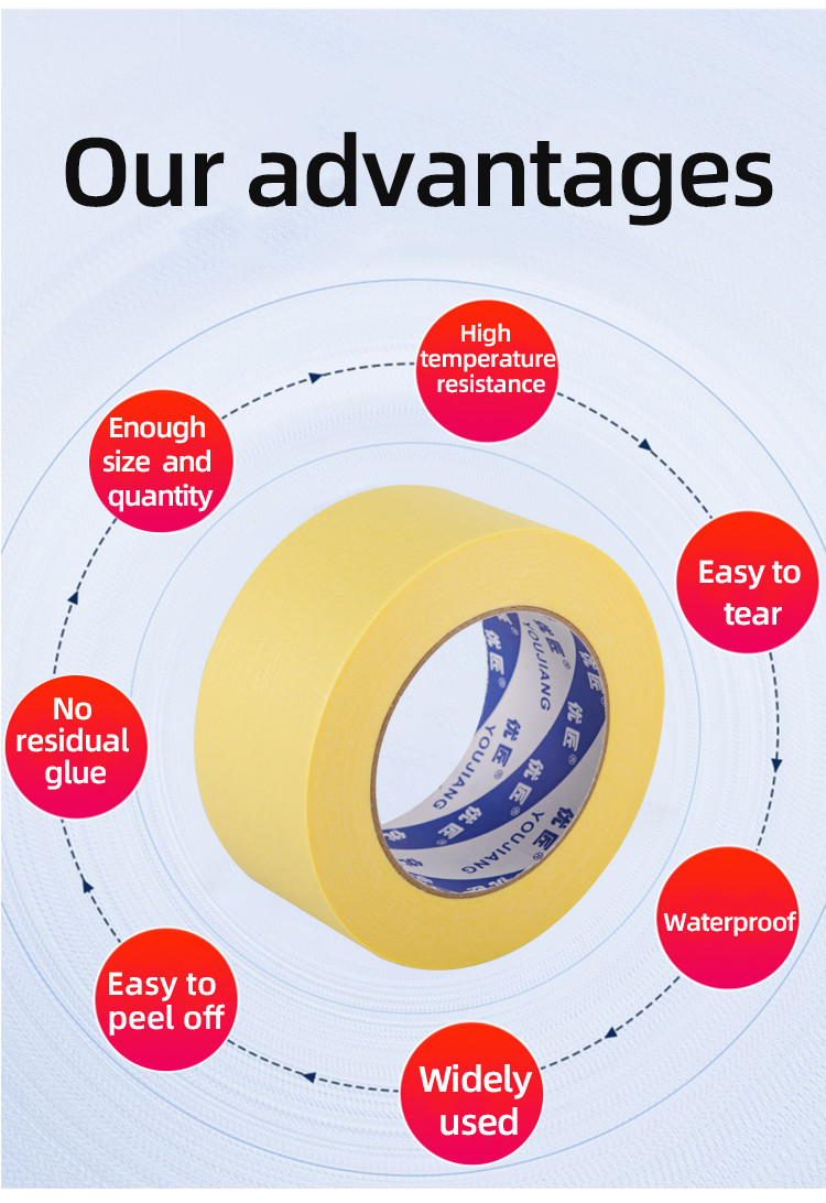 Rubber Yellow Crepe Paper Adhesive Colorful Masking Tape