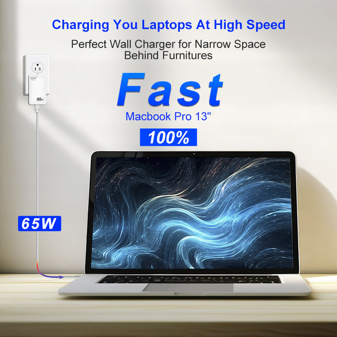 20V 65w 3.25A GaN Fast Charger USB A / USB C Fast Charging Travel Adapter