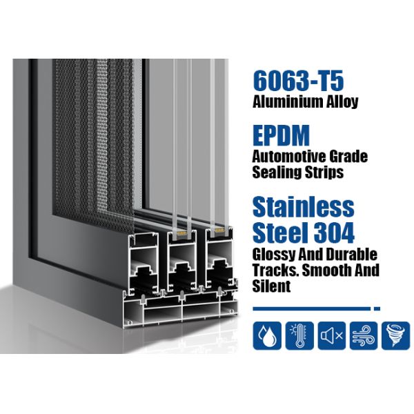 Australia Major Aluminium Entrance Sliding Door With Insect insulated Mesh