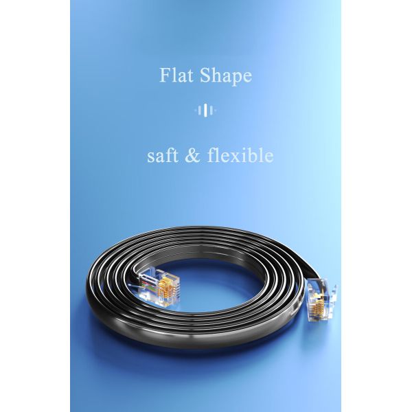 6 Core Telephone Cable With RJ12 Plugs Ends PVC Jacket White, RJ25 Flat