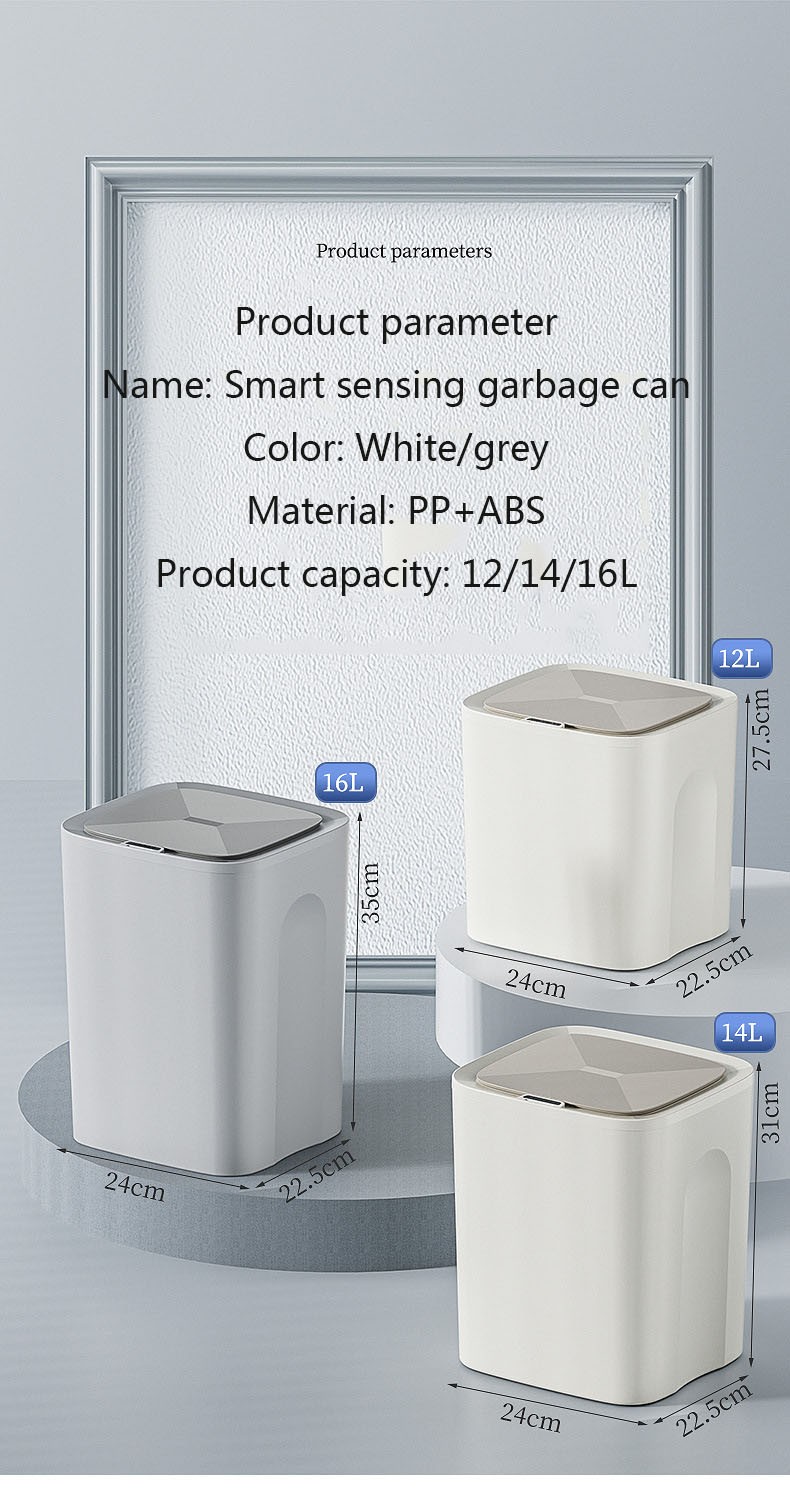 Household Bedroom Bathroom Kitchen Closed Bit Electronic Motion Sensing Intelligent Garbage Can
