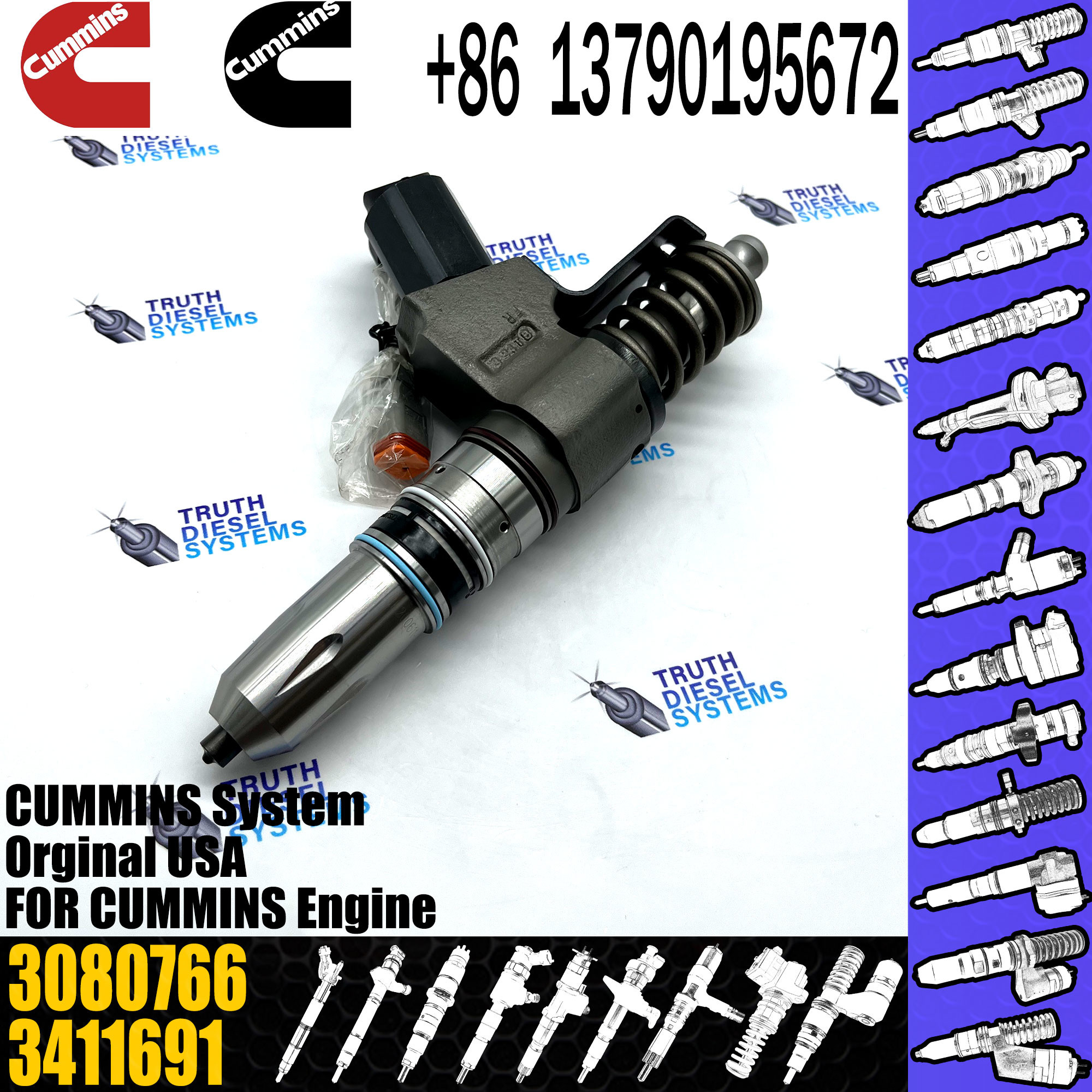 3080766 3083622 3083846 3087560 3087733 3095086 3095086 3411691 3411759 3411760 N14 NH NT 14.0L INJECTOR For Cummins