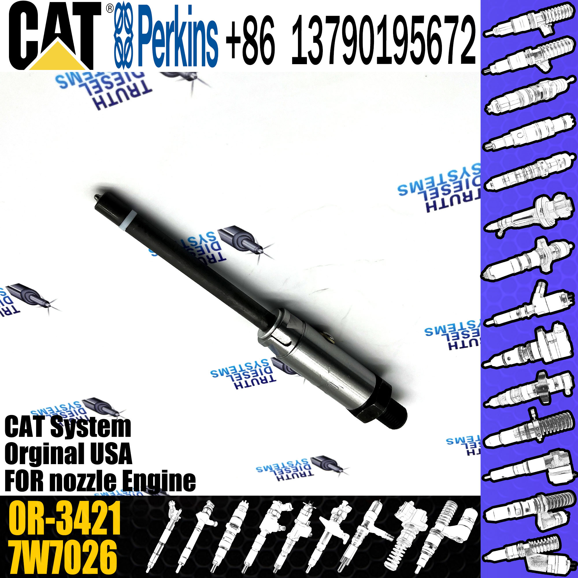 4W7017 Injector Assembly 3304 3406 3306 Fuel Injector 4W-7017 0R-1744 0R-3421