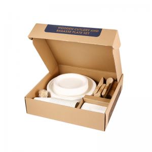 China Eco Sustainable Compostable Disposable Plates Cutlery Disposable Take Out Food Containers on sale
