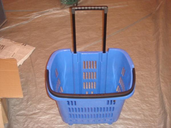 Buy New Virgin HDPP Plastic Folding Storage Trolley Basket with Movable Wheels at wholesale prices