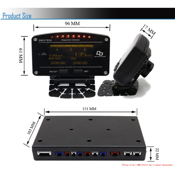 2.5 Inch Combination Race Car Digital Dashboard Gauges OLED Display