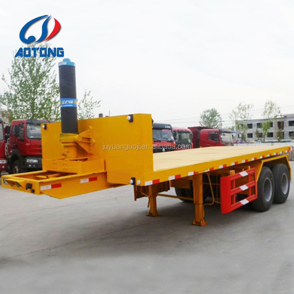 AOTONG 2 axles 20ft hydraulic lifting dump trailer/ container tipper trailer for hauling