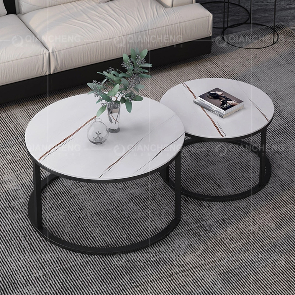 Round Marble 99kg SS Coffee Table Dia 95cm X Height 40cm Modern Furniture
