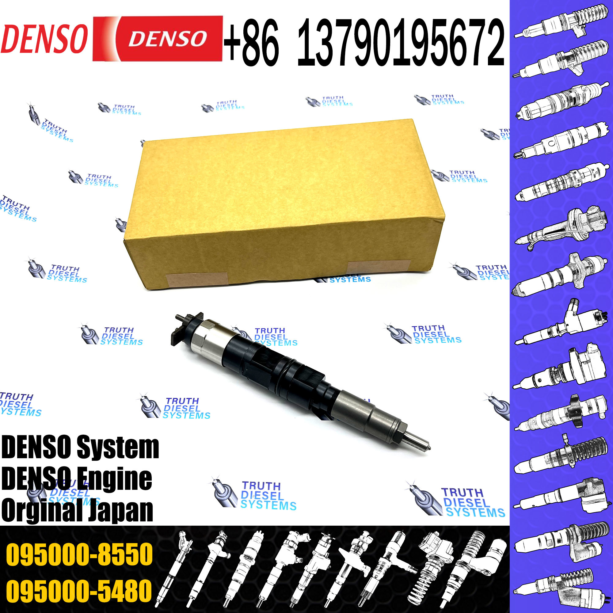 095000-8550 High Quality Diesel Fuel Injection RE539818 Common Rail Injector 095000-8550