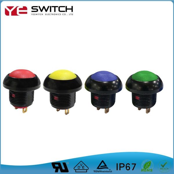 Red 12mm Waterproof Push Button Switch Plastic Push Button On Off Latching Switch