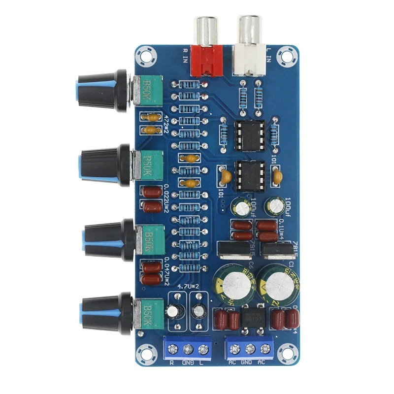 4-Channel Home Amplifier NE5532 Stereo Preamp Module with Tone Control Circuit Receivers