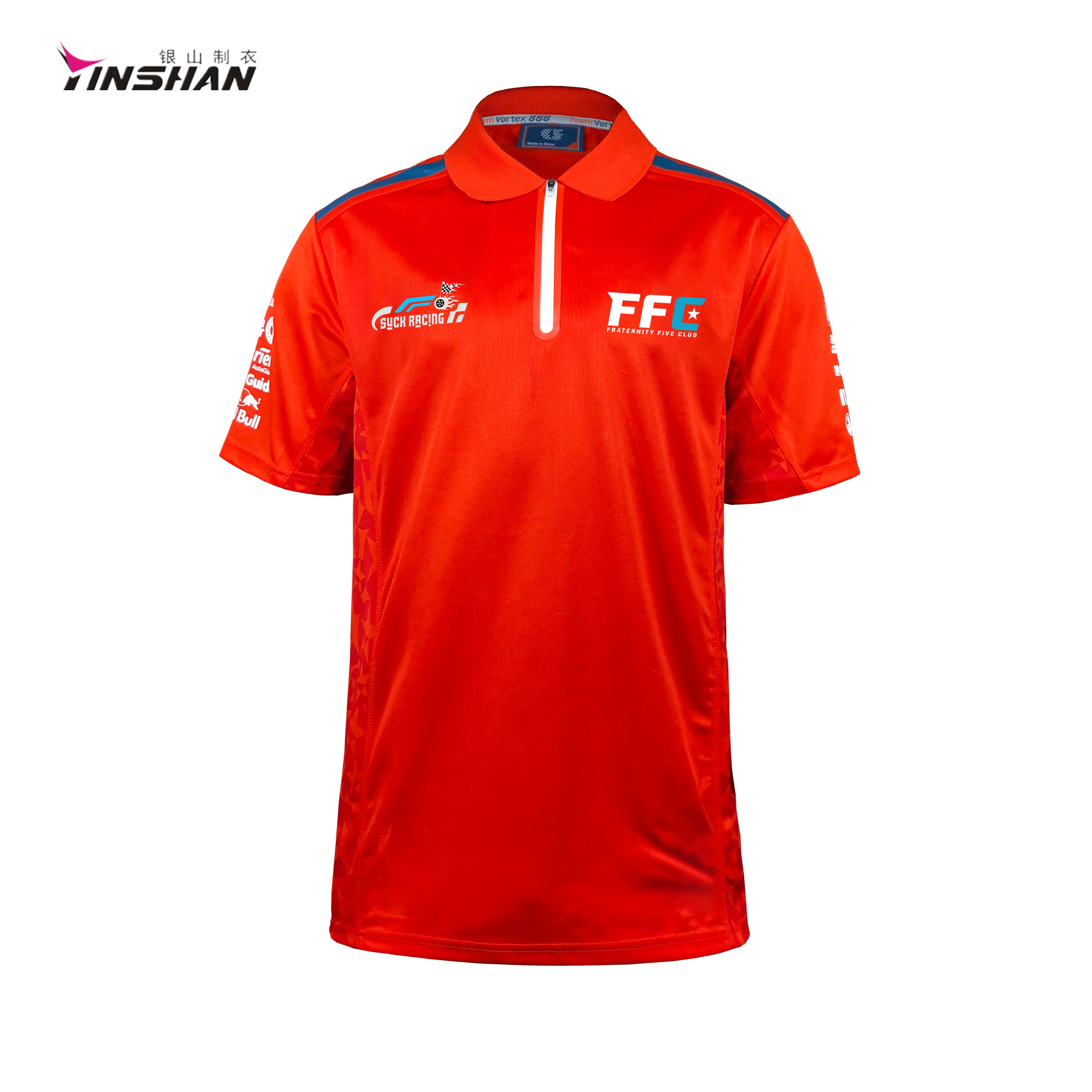 Unisex Short Sleeve Red Racing Sports Polo Shirt with Custom Logo Racing Sports Game