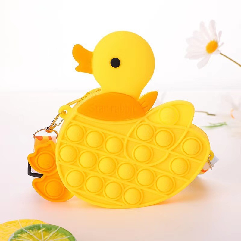 Pop Purse Bag For Kids Duck Popper Sensory Fidget Princess Toy Gifts ADHD Anxiety Stress Relief Crossbody Purse Bag