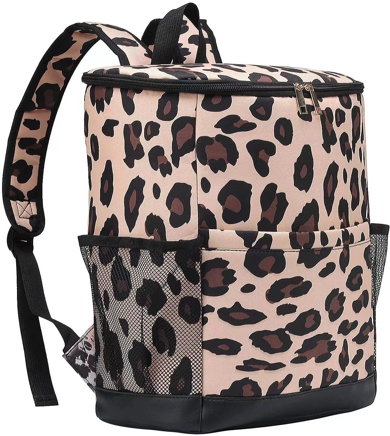 Leopard Canvas Insulated Cooler Backpack Waterproof Picnic Bag Food Delivery