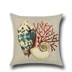 Ocean Theme Square Pillow Case Mediterranean Style Decorative Cotton Linen Throw