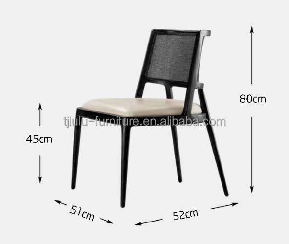 Dining Room Furniture Luxury Rattan Solid Wood PU Leather Seat Dining Chair For Restaurant with and OEM Service Accepted