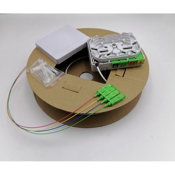 4 FO Pre-Terminated Outlet Kit (PTO) G657A2 Drop Cable With Shuttered SC/LC Adapter