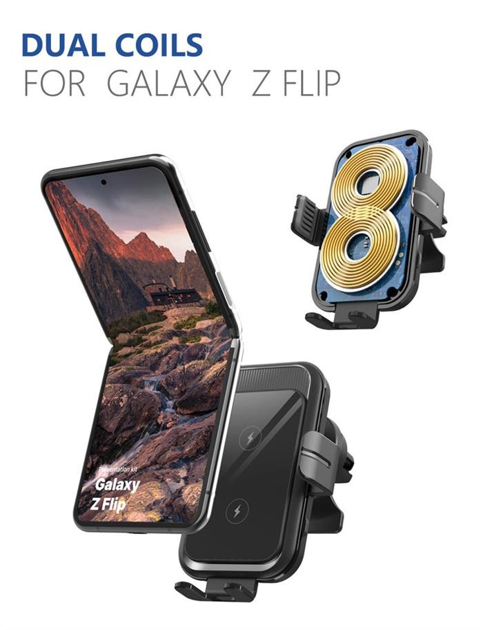 Universal 360 Degree Rotation Automatic Clamp Air Vent Car Mount Cradle Cell Phone Holder for Samsung Z Flip