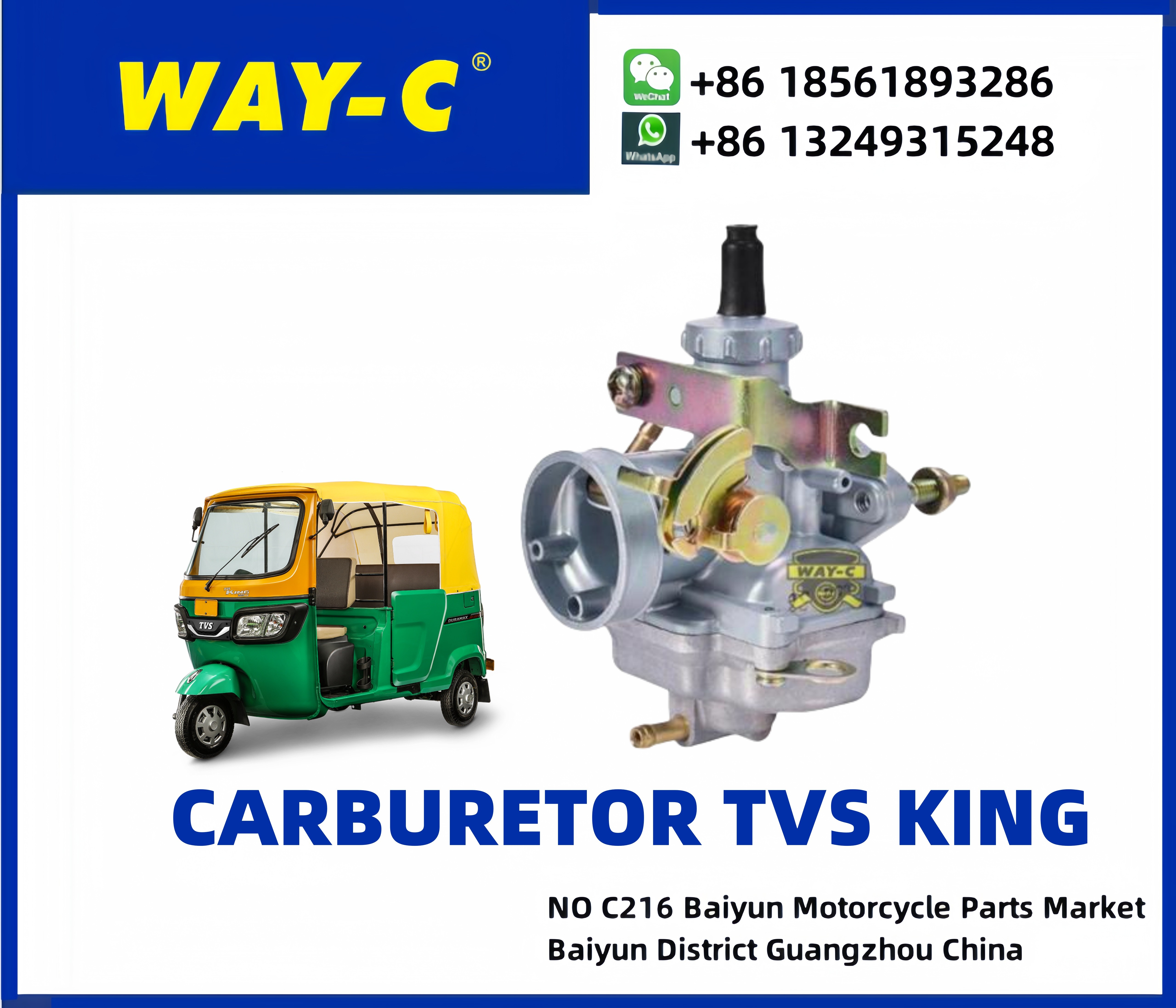 WAY-C G4040280 TUKTUK Tricycle Parts Carburetor TVS KING