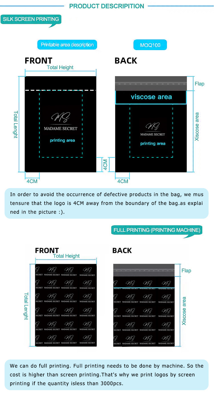 Custom Printed Biodegradable Self Sealing Courier Bags In Black