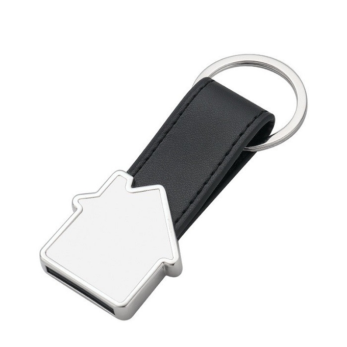 Custom Blank Sublimation Metal Keychain With Leather Strap For Sublimation Heat Transfer Printing