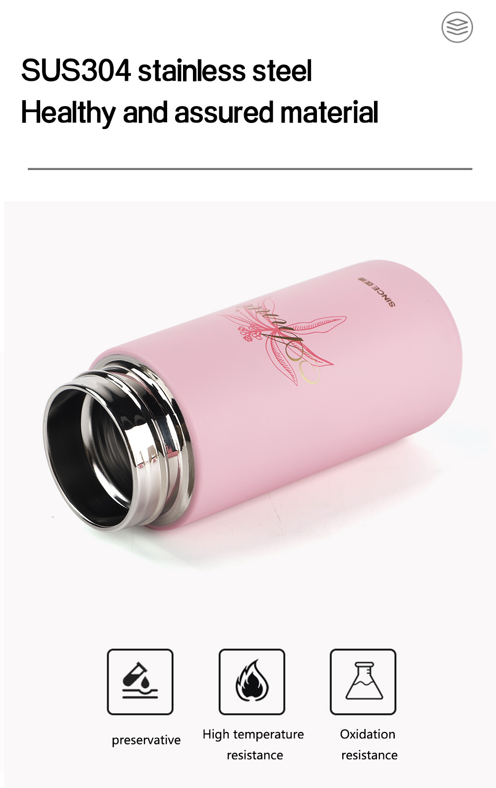 Cute Style 260ml Stainless Steel Vacuum Flask Thermos Water Bottle Insulated Leisure Cup