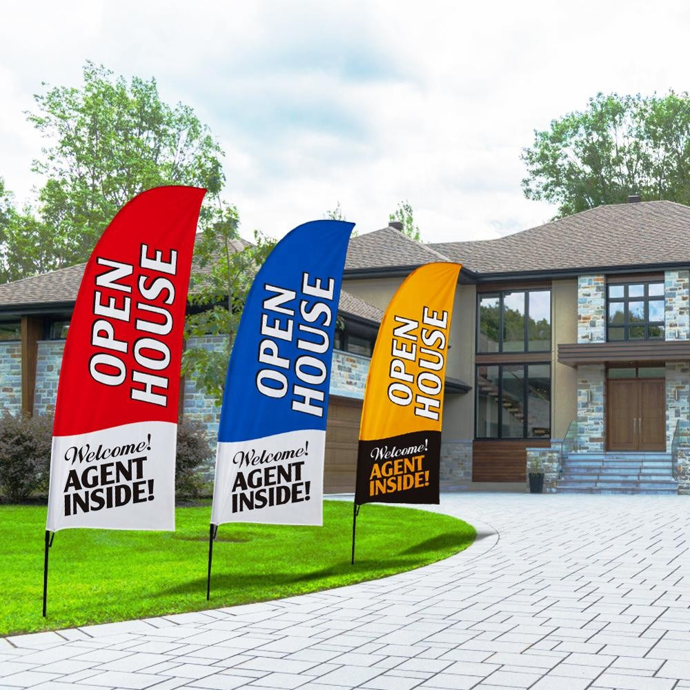 Teardrop Advertising Feather Flag Banner Customized Size Coated Material