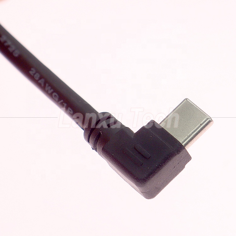 90 Degree Right Angle Fast Charging 2A USB 2.0 to Type C Data Charger Extension Cable