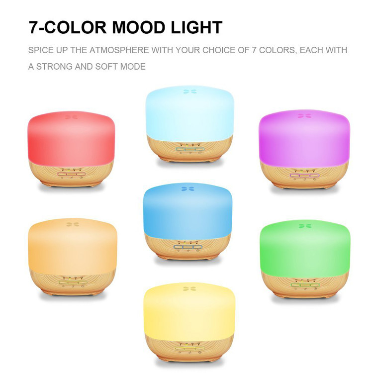 500ml Ultrasonic Cool Mist Humidifier with 7 Colors Changing Light,2 Mist Modes,4 Timers,for Home