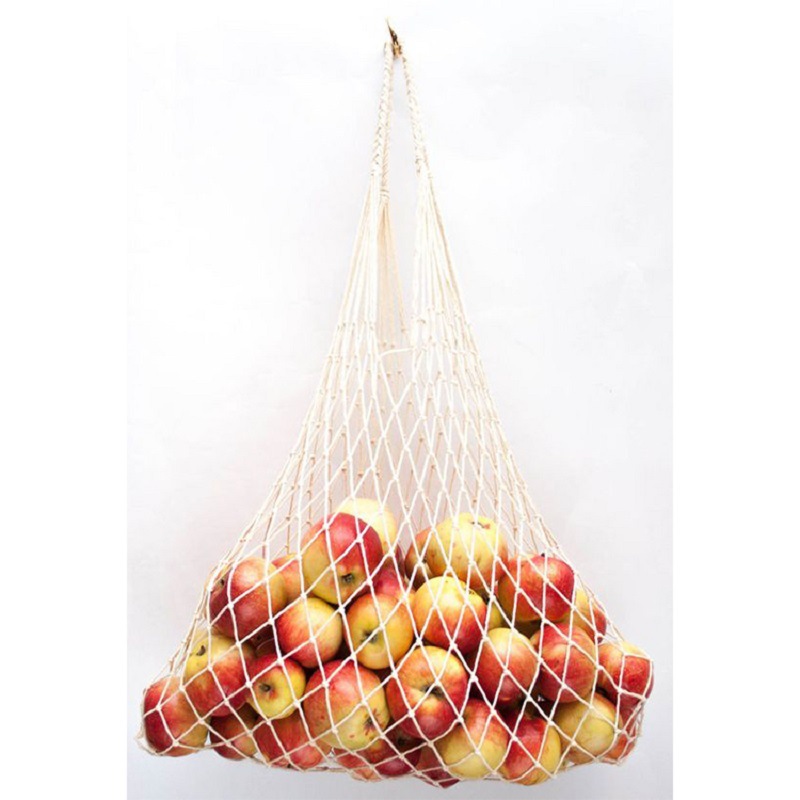 Net Cotton String Shopping Bag Reusable Mesh Market Tote Organizer Portable For Grocery Storage Beach Toys Fruit Vegetable