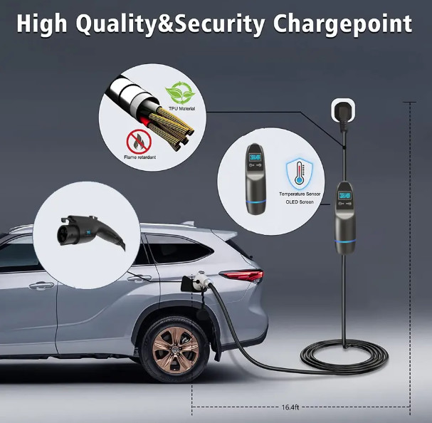 110V-240V Fast Portable EV Charger Home Charging AC Level 2 For Tesla