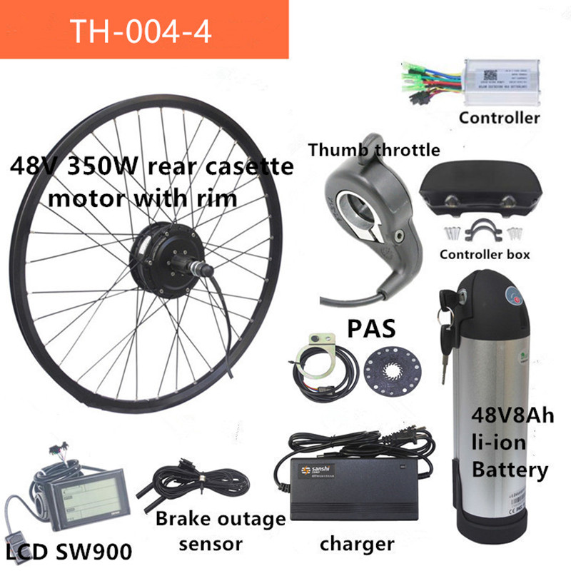 251W 350W 48V Rear Drive E Bike Conversion Kit For Cassette And Rotate Motor
