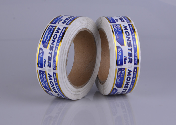 Custom adhesive partly gold stamping vinyl 10ml steroid vial labels