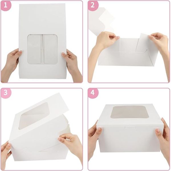 Square Custom Bakery Boxes Personalized Cake Boxes Durable Cardboard With Window