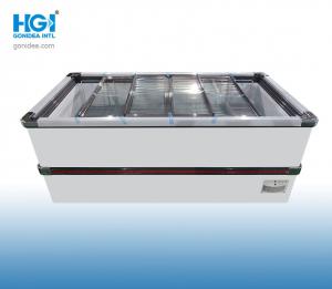 China 1050L Manual Defrost Supermarket Island Freezer With Sliding Glass Top SASO CB on sale