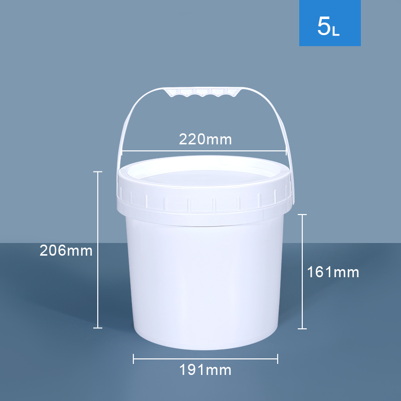 General Packaging 5L Food Grade PP Storage Container Plastic Bucket With Screw Lid Handle