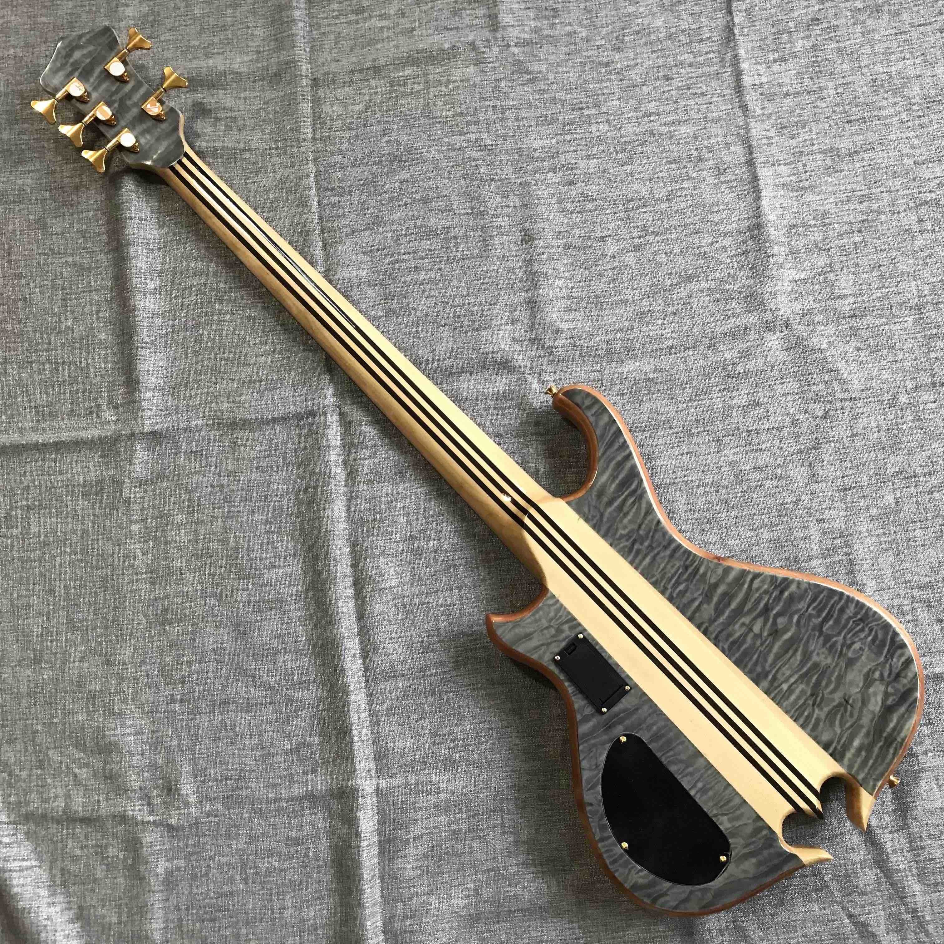 2023 NEW Custom Alembic Style Neck Through Body Mark King Signature Deluxe 5 Strings Electric Guitar Bass