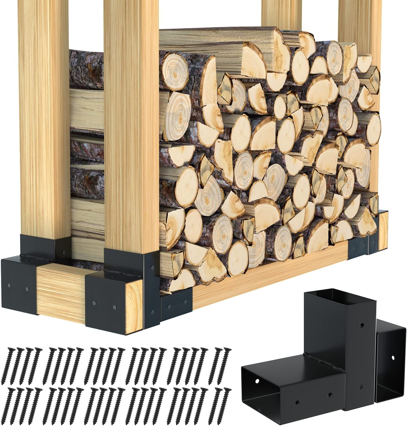 Adjustable Heavy Duty Firewood Rack Bracket for 2x3 Timber Single-side Structure