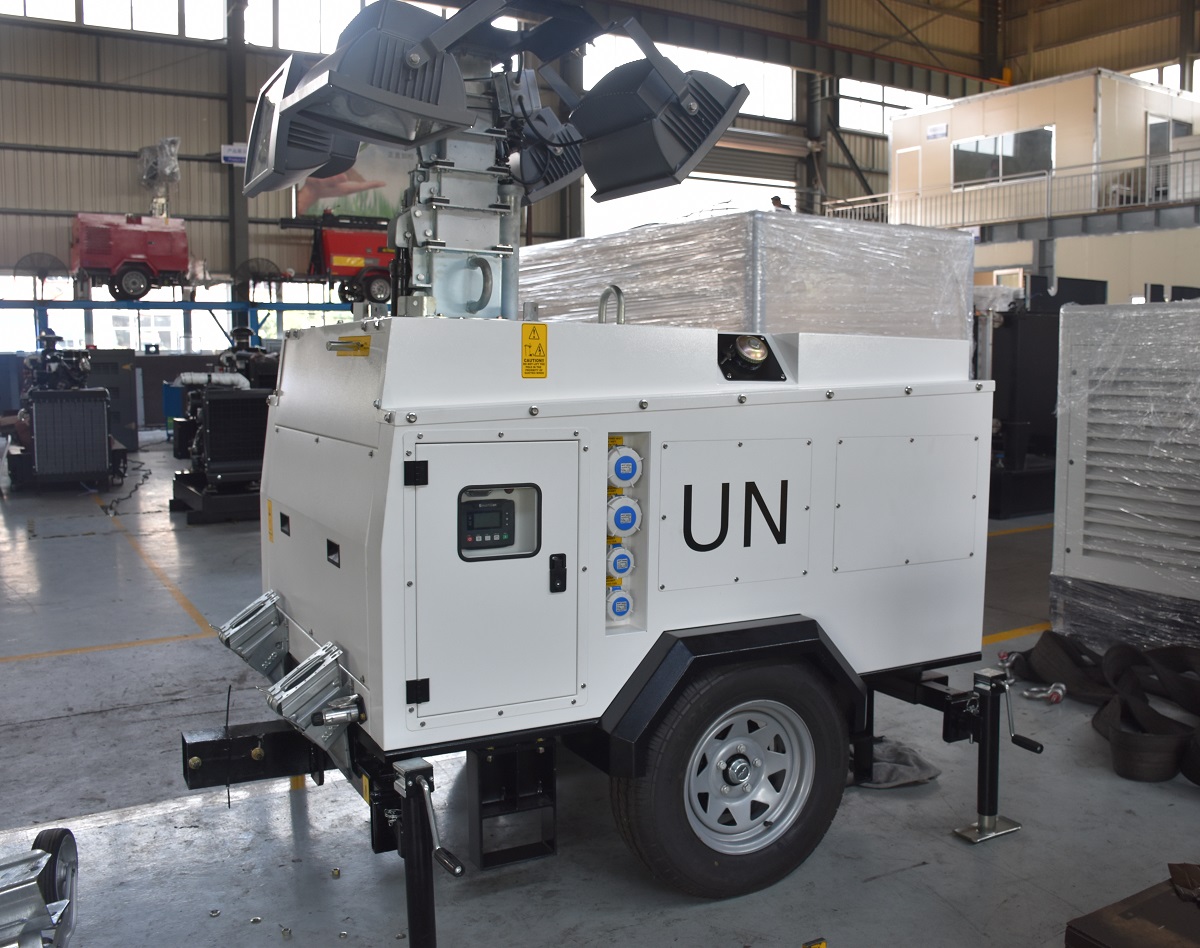 12kva Mitsubishi 6m Portable Light Tower 4x350W Mobile Lighting Tower