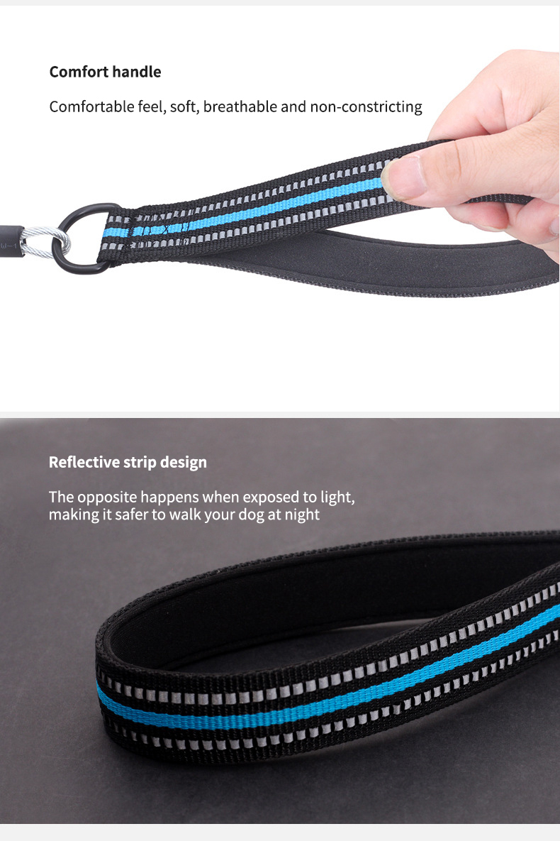 Comfortable Soft Padded 4FT Pet Leash Metal Anti Chew Leash Strong Anti Bite