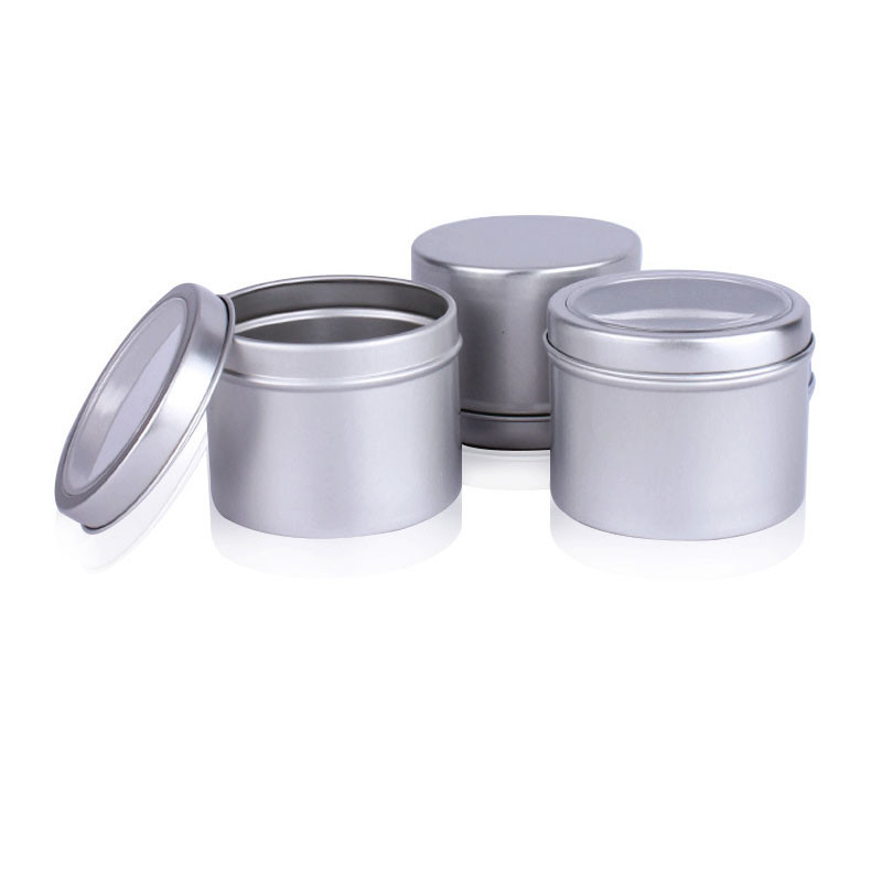 Aluminum tea can with transparent plastic window.