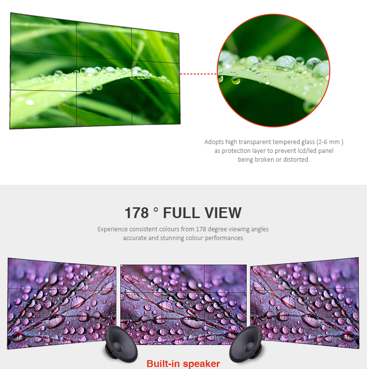 High Definition LCD Video Wall Display , Indoor Narrow Bezel Seamless LCD Wall