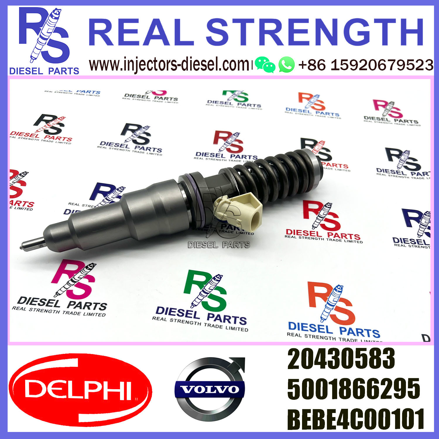 DELPHI 2pin injector 20430583 5001866295 BEBE4C00101 Diesel pump Injector V-O-L-V BEBE4C00101 E1 for D12 EURO 3