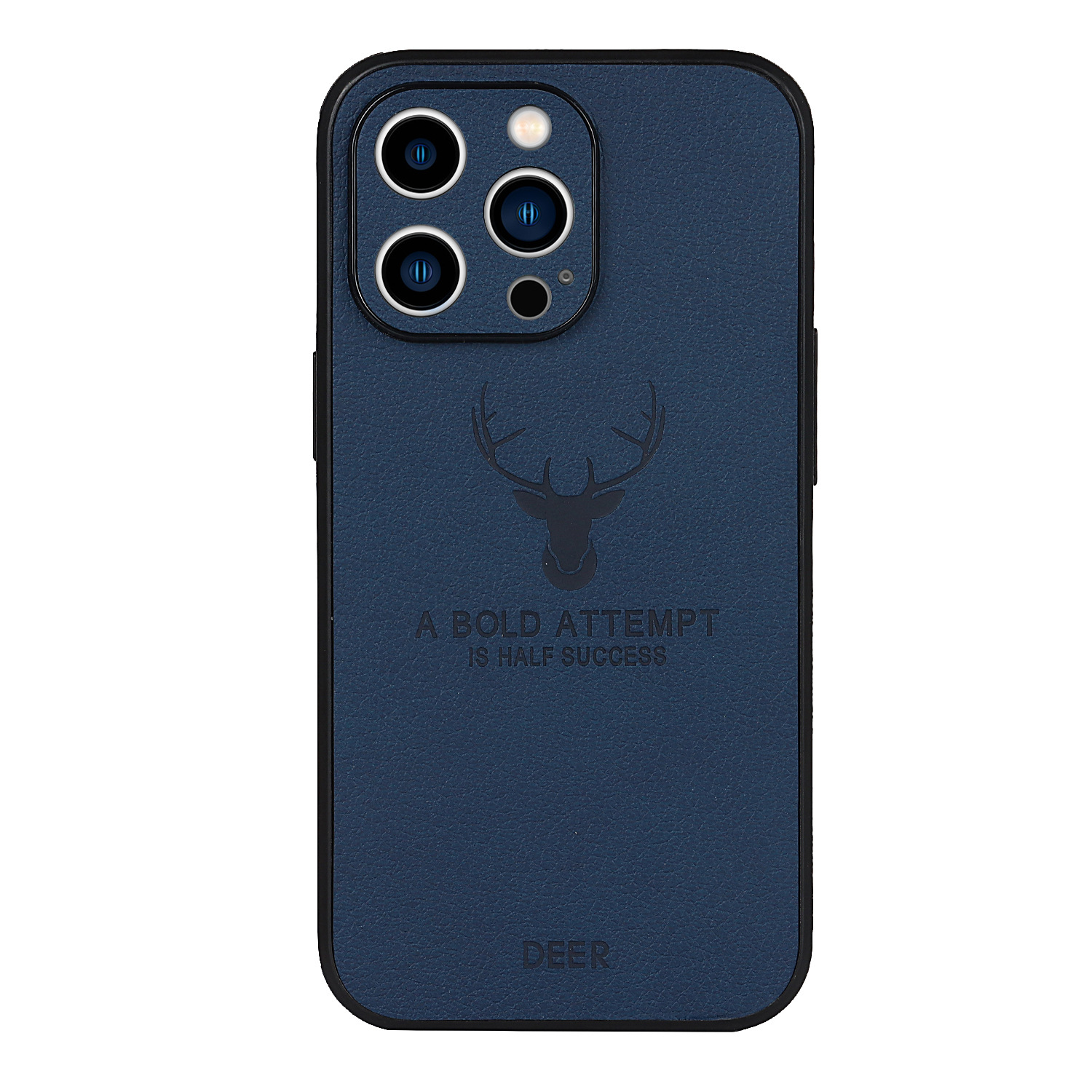 100% Test Luxury Deer Pattern Leather TPU Mobile Phone Case for iPhone 15 Pro Max 14 Pro Camera Lens Protection Orange